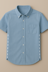 Wszywanie boków w koszuli z rozporkiem