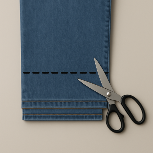 Skrócenie spodni jeansowych (obcięcie i podwinięcie)