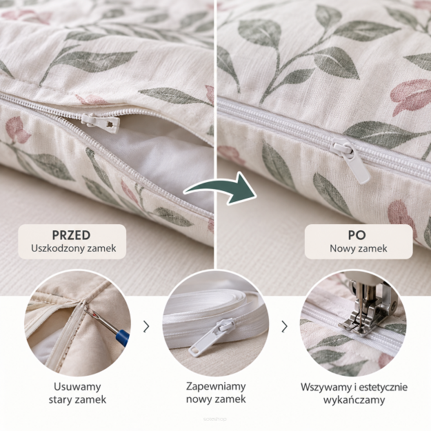 Wymiana zamka w poszwie na kołdrę
