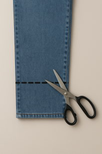 Skrócenie spodni jeansowych (oryginalna nogawka)
