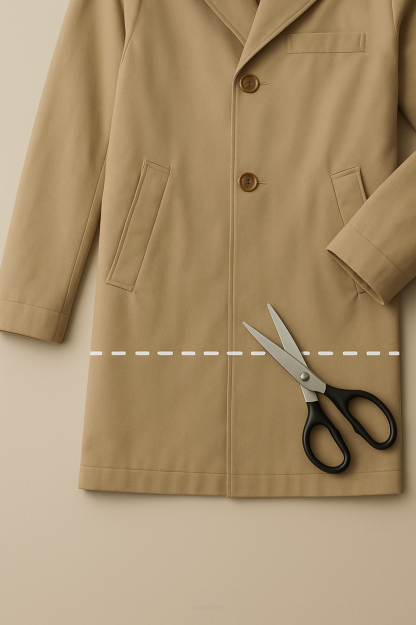 Skracanie dołu płaszcza bez ocieplacza